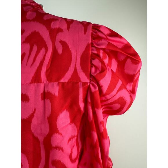 Sheridan French Ruby Azaleas Natalie 100% Poly Silk Pink Blouse Size XS - Picture 7 of 15